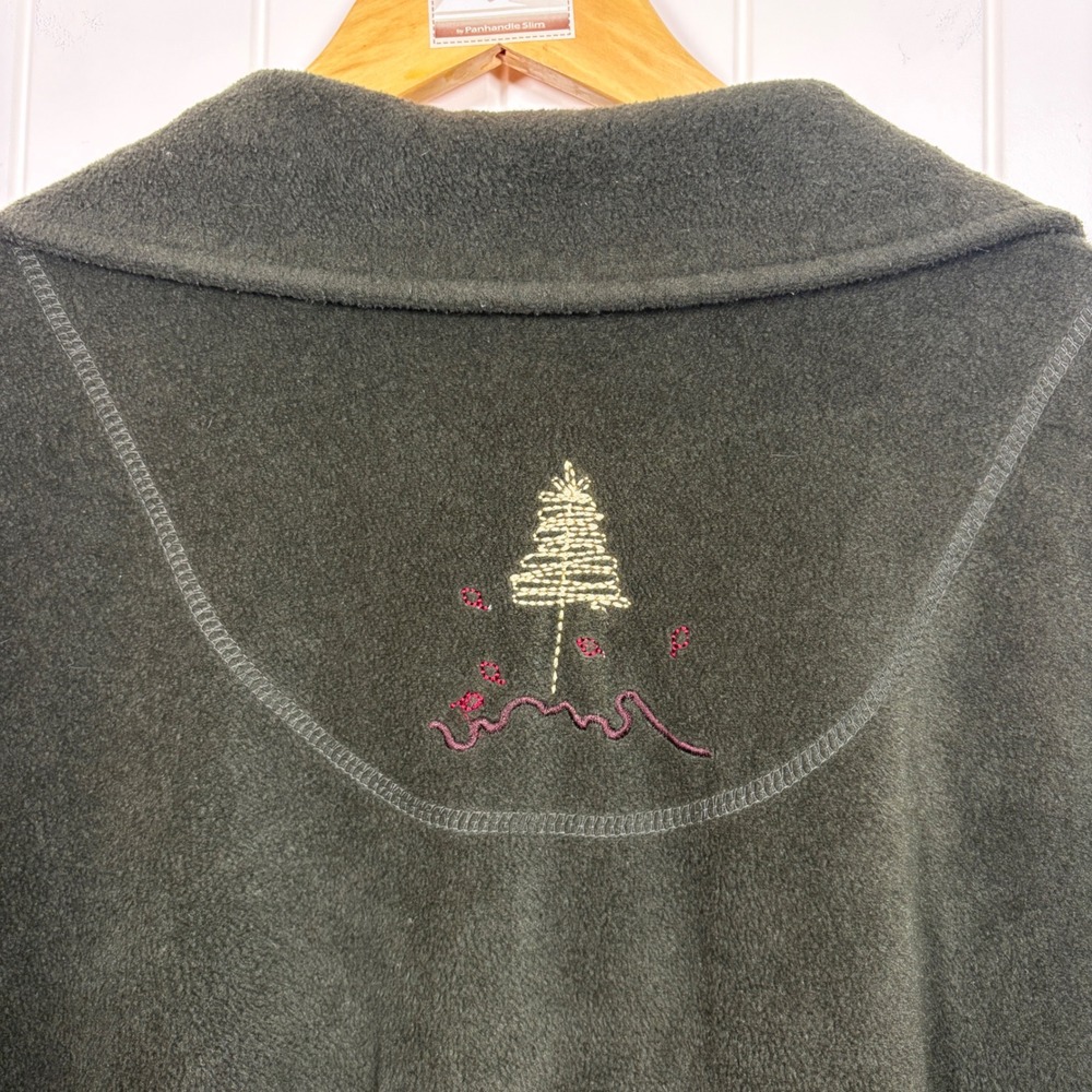 Forest Green Fleece Button Up Embroidered Jacket Plus Sz 22-24 Fall Transition - Picture 8 of 9